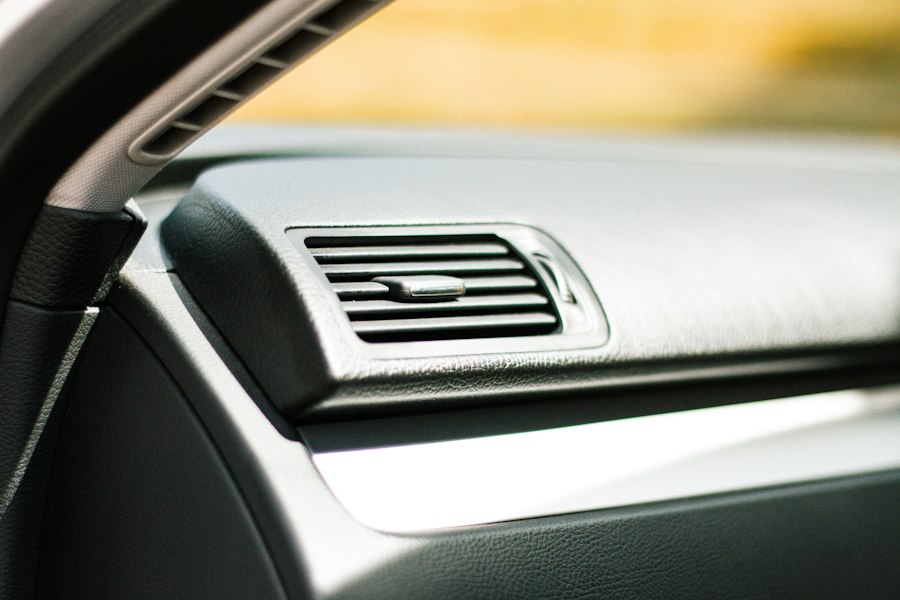 Air conditioning vent on a car dashboard
